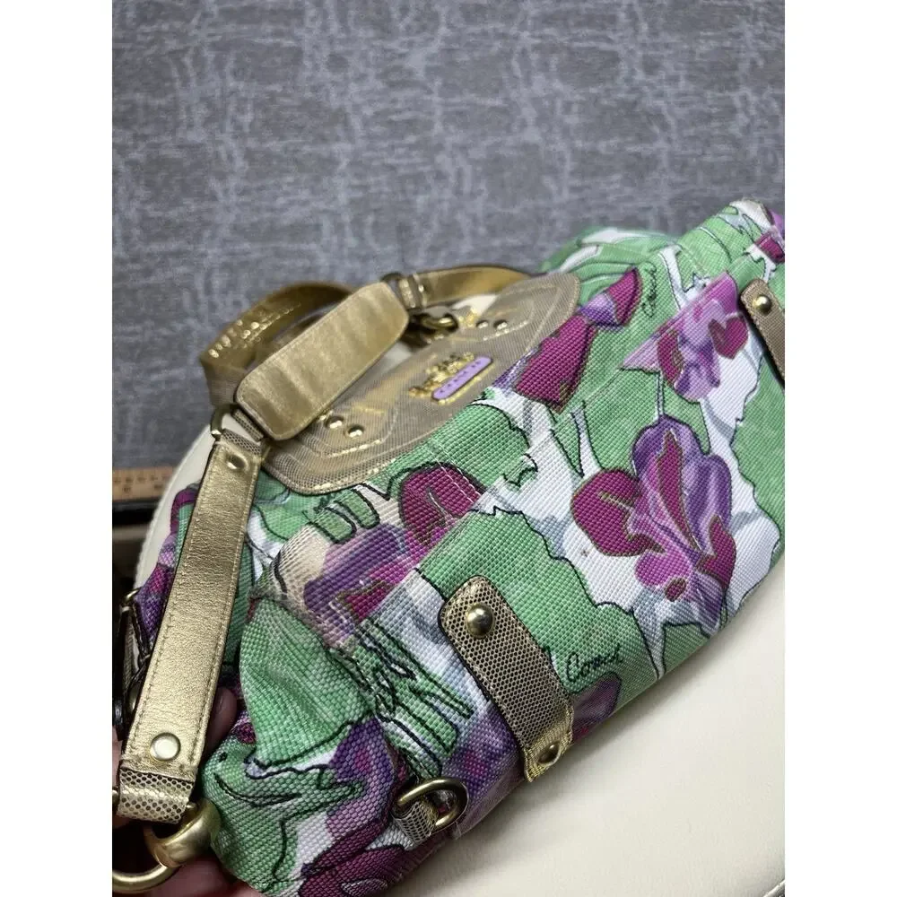 Coach Y2K Madison Floral Audrey Convertible Gold Accents Purse Bag 14589